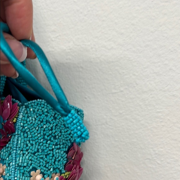 Playful Vibrant Blue & Purple Mini Beaded Bag 🩵 - Picture 4 of 11